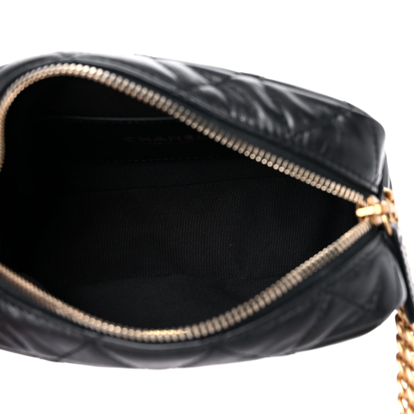 Lambskin Quilted Mini Pillow Crush Camera Case Black