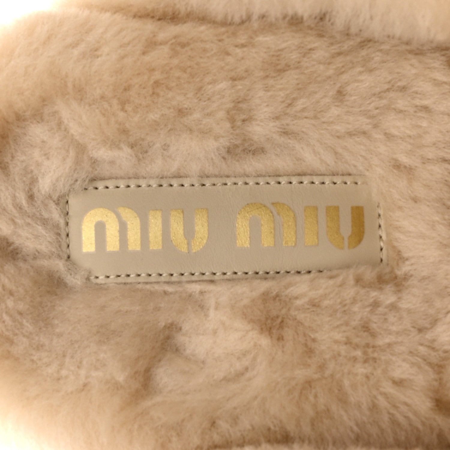 Miu Miu Suede Shearling Mules 37.5 Beige Khaki 7 of 9