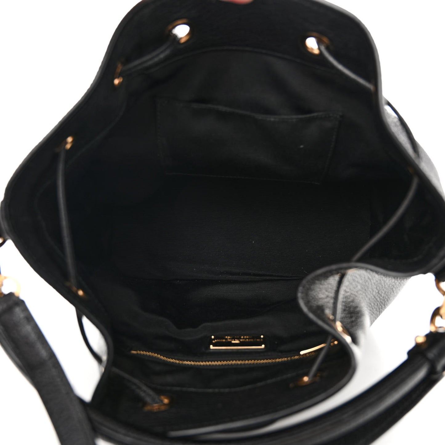 Grained Calfskin Gancino Bucket Bag Black