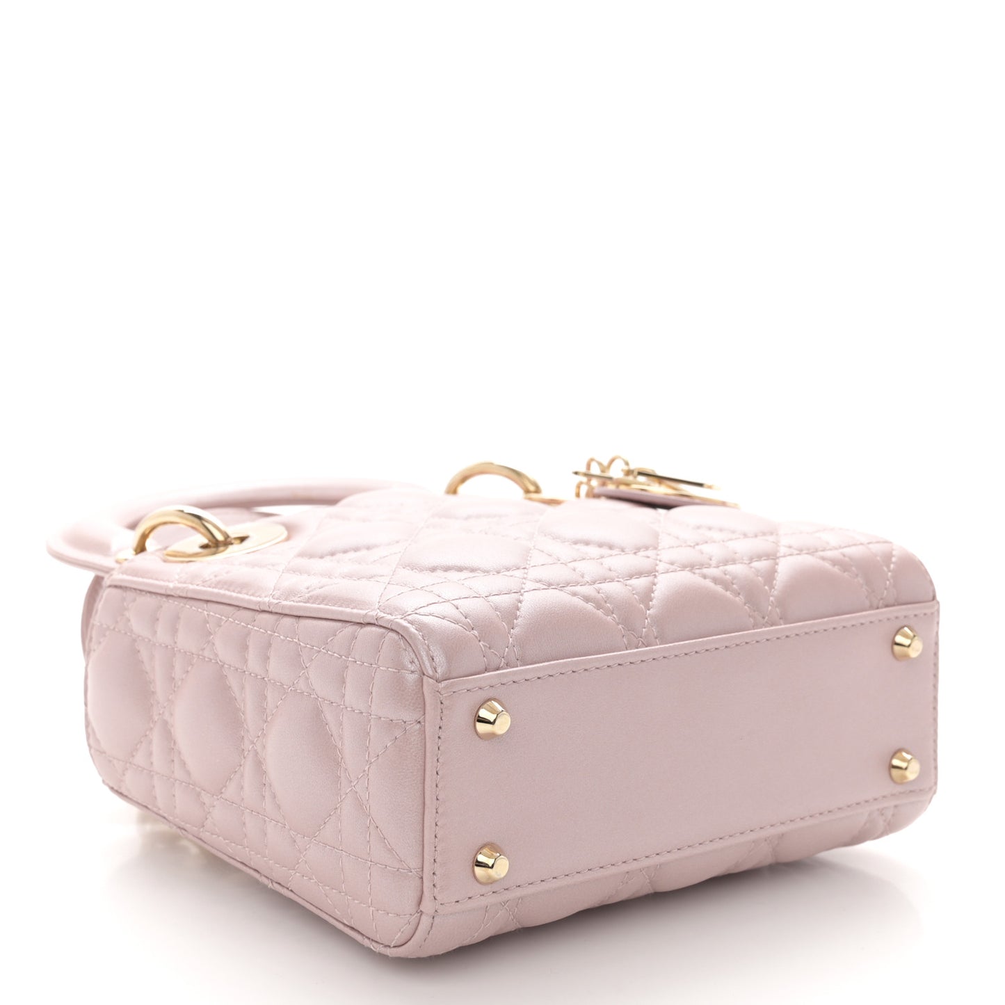Metallic Lambskin Cannage Mini Lady Dior Lotus