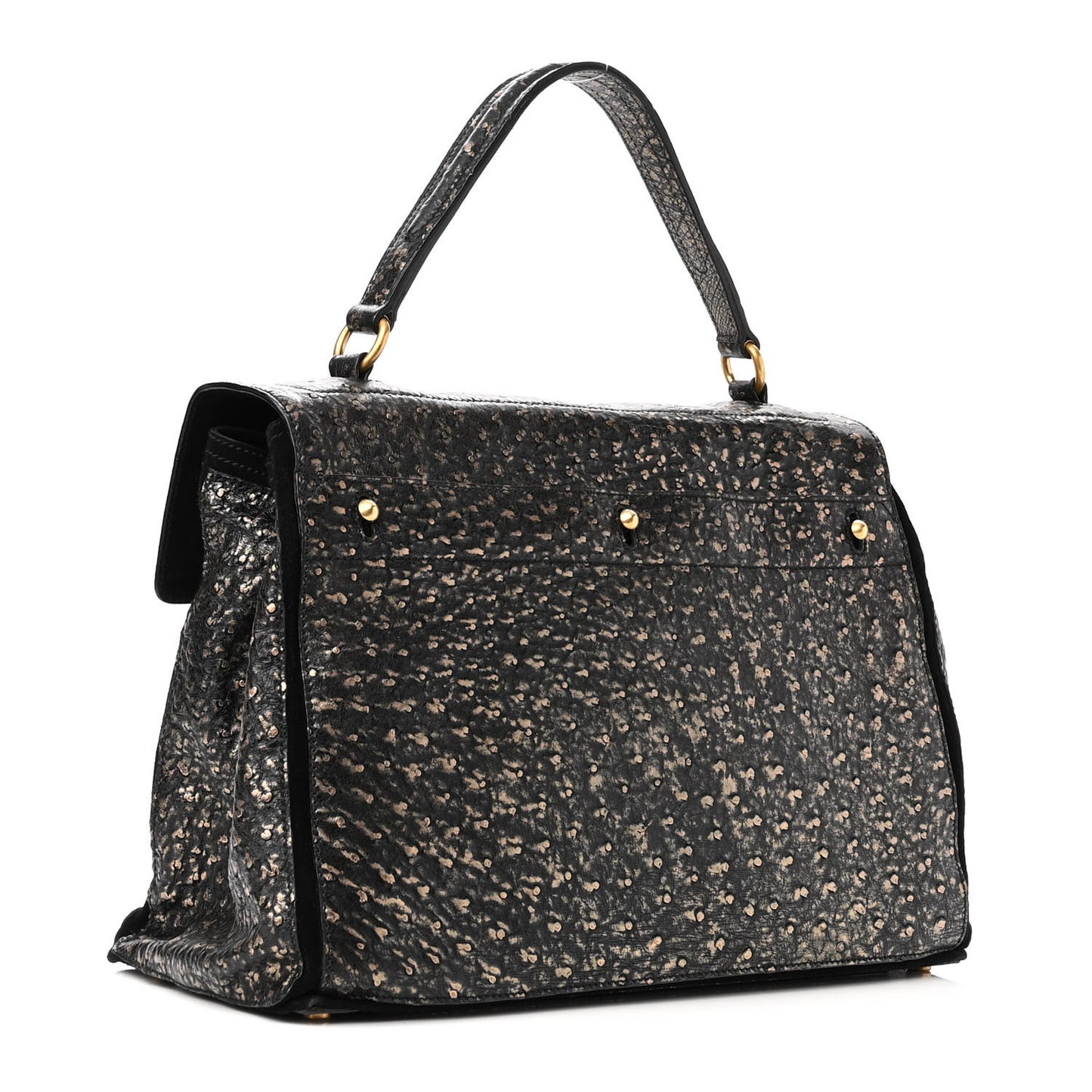 Ostrich Large Muse Two Black Gold