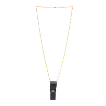 Gucci Textured Dollar Calfskin Enamel GG Lipstick Holder Necklace Black 3 of 7