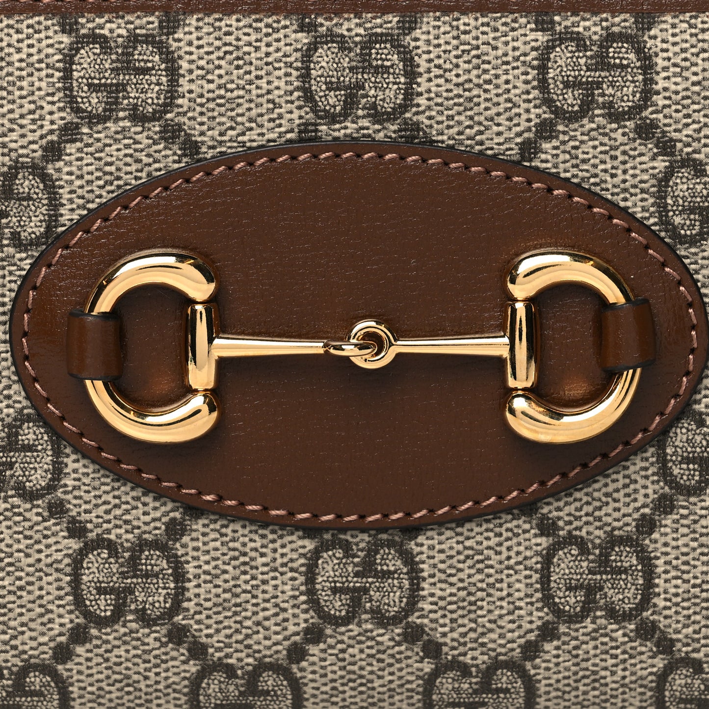 GG Supreme Monogram Azalea Calfskin Horsebit 1955 Zip Around Wallet Beige Ebony Brown Sugar
