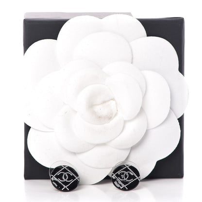 Chanel Resin Crystal CC Earrings Black 5 of 5