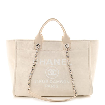 Chanel Mixed Fibers Medium Deauville Tote White 3 of 14