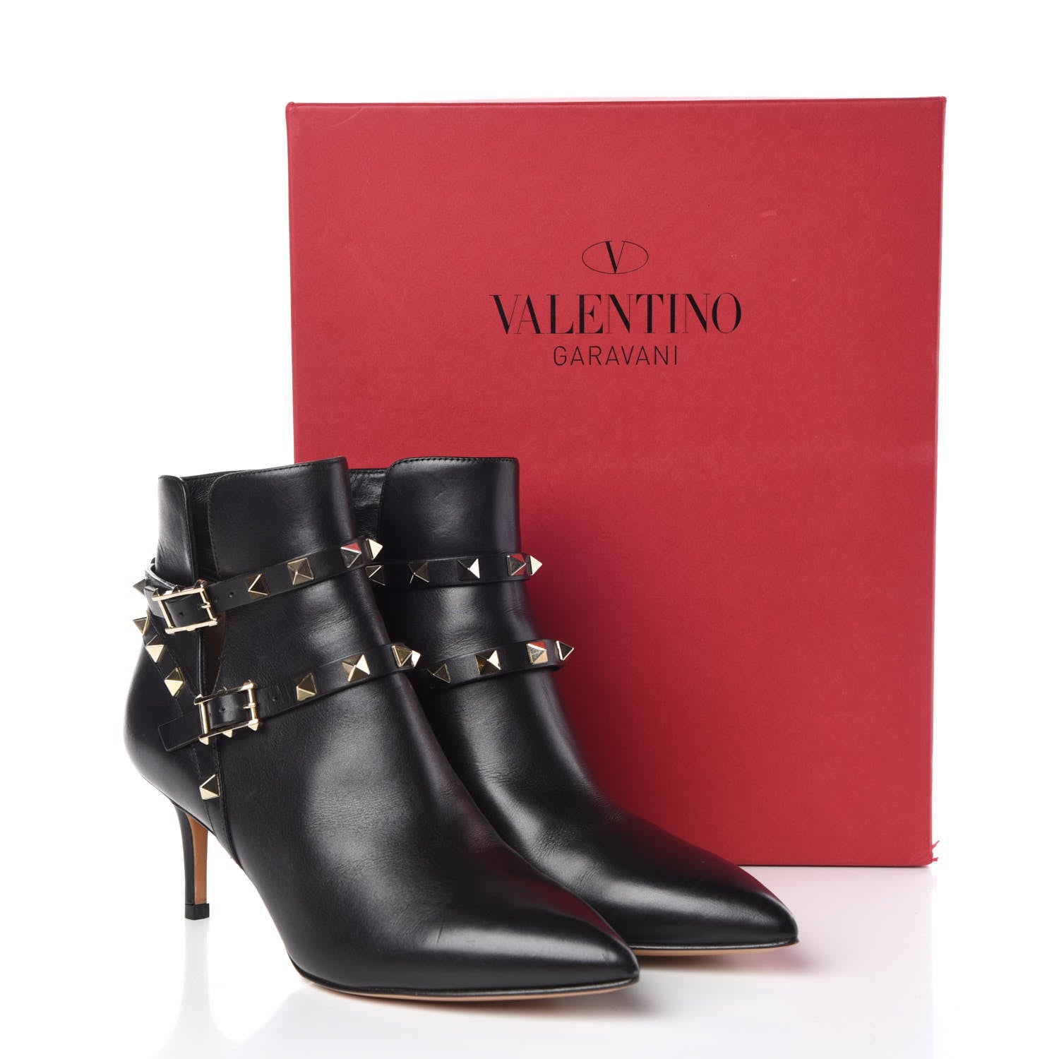 Valentino Garavani Calfskin Rockstud Double Buckle 65mm Ankle Boots 36 Black 16 of 16