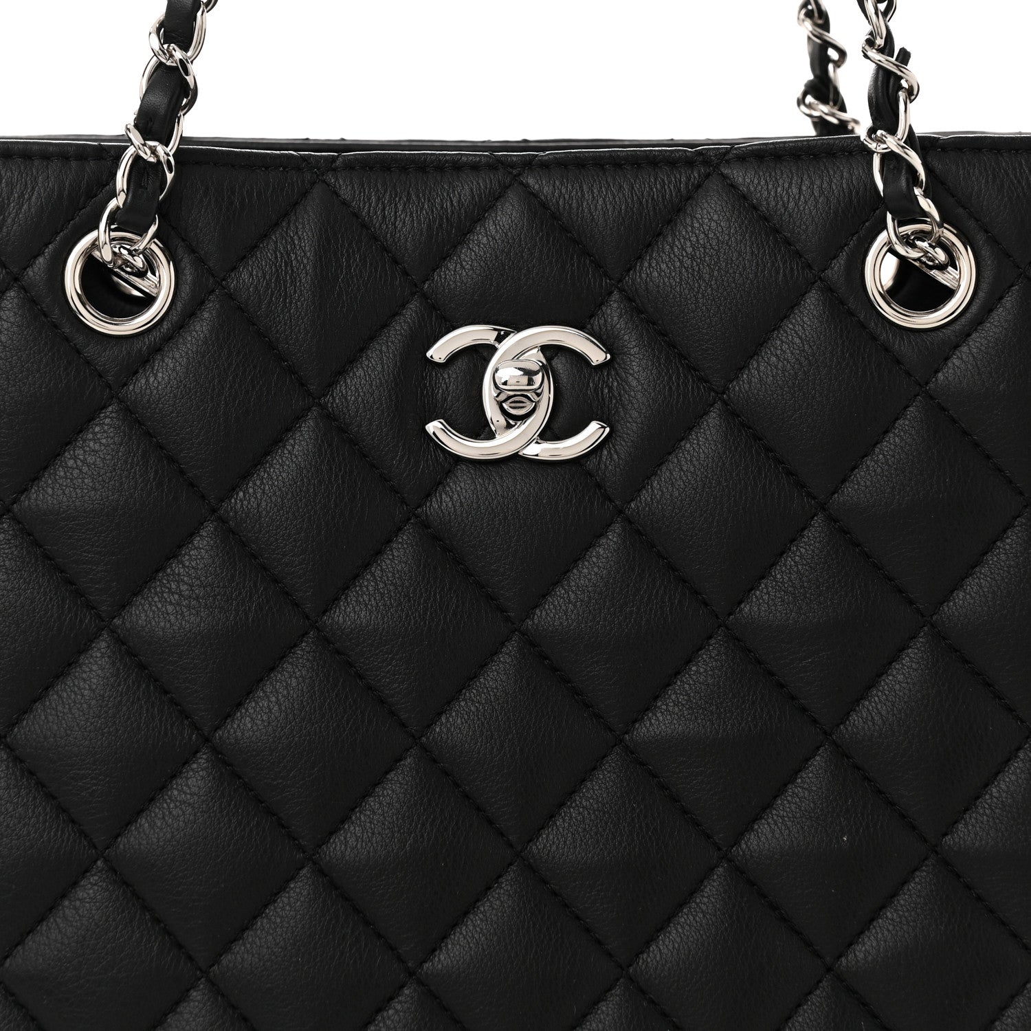 Chanel Calfskin Quilted Large Classic Shopping Tote Black 8 of 10