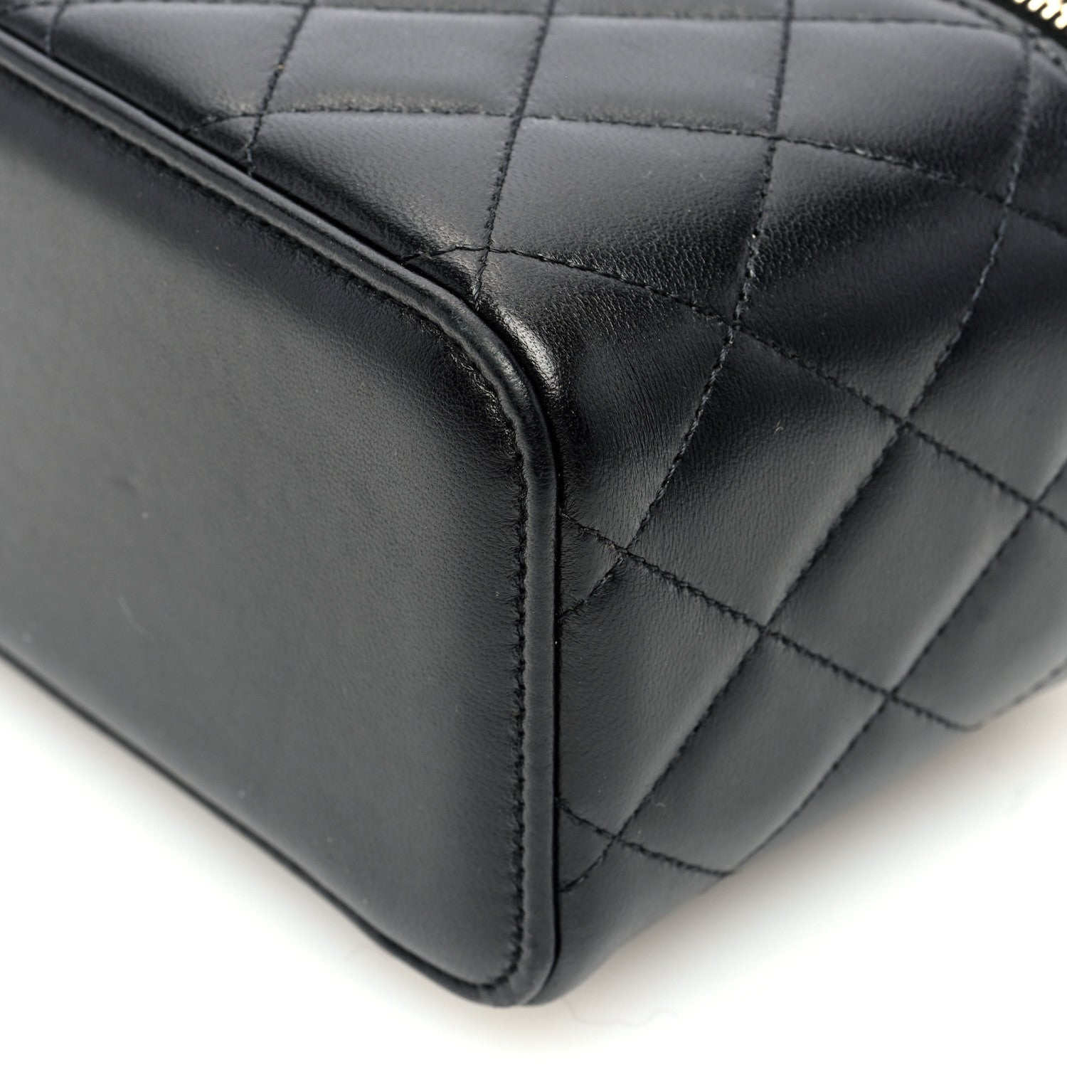 Chanel Lambskin Quilted Small Top Handle Vanity Case With Chain Black 10 of 12