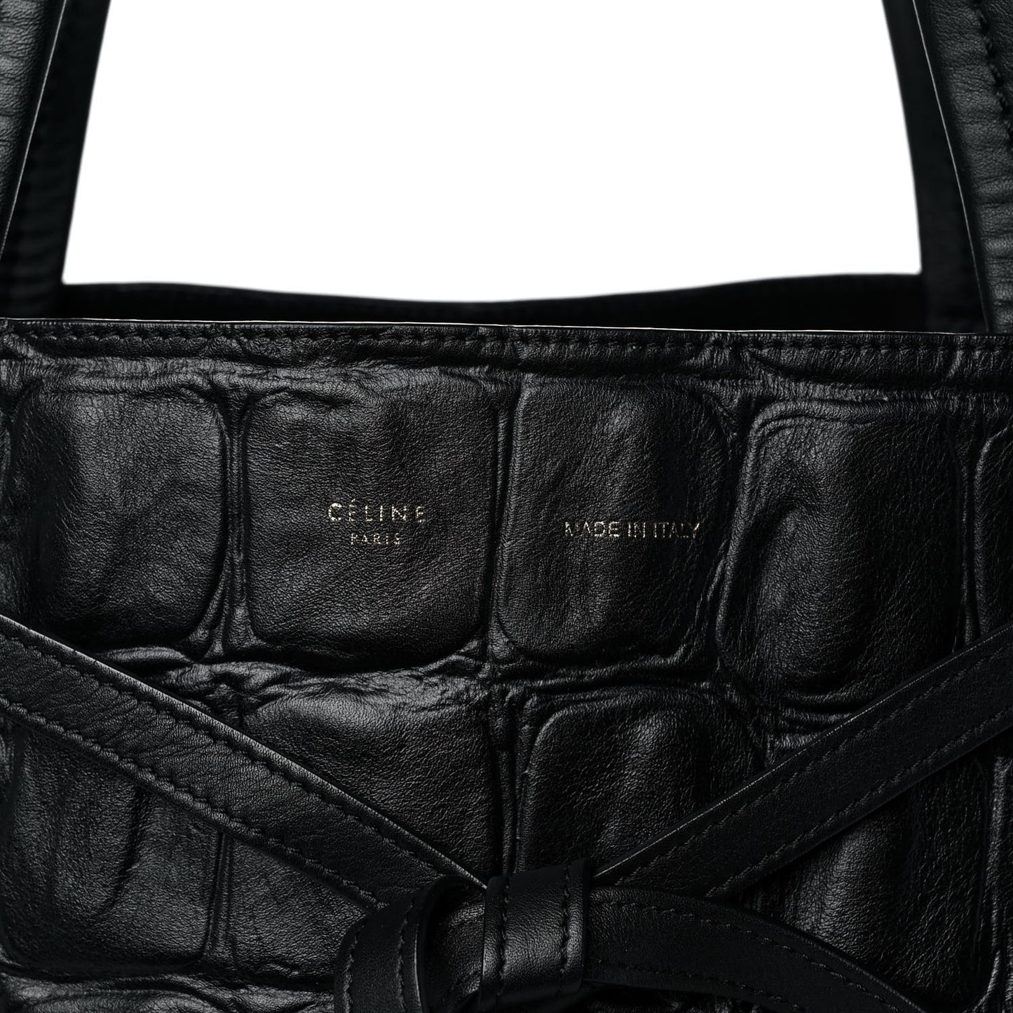 Crocodile Embossed Calfskin Medium Belt Cabas Phantom Black