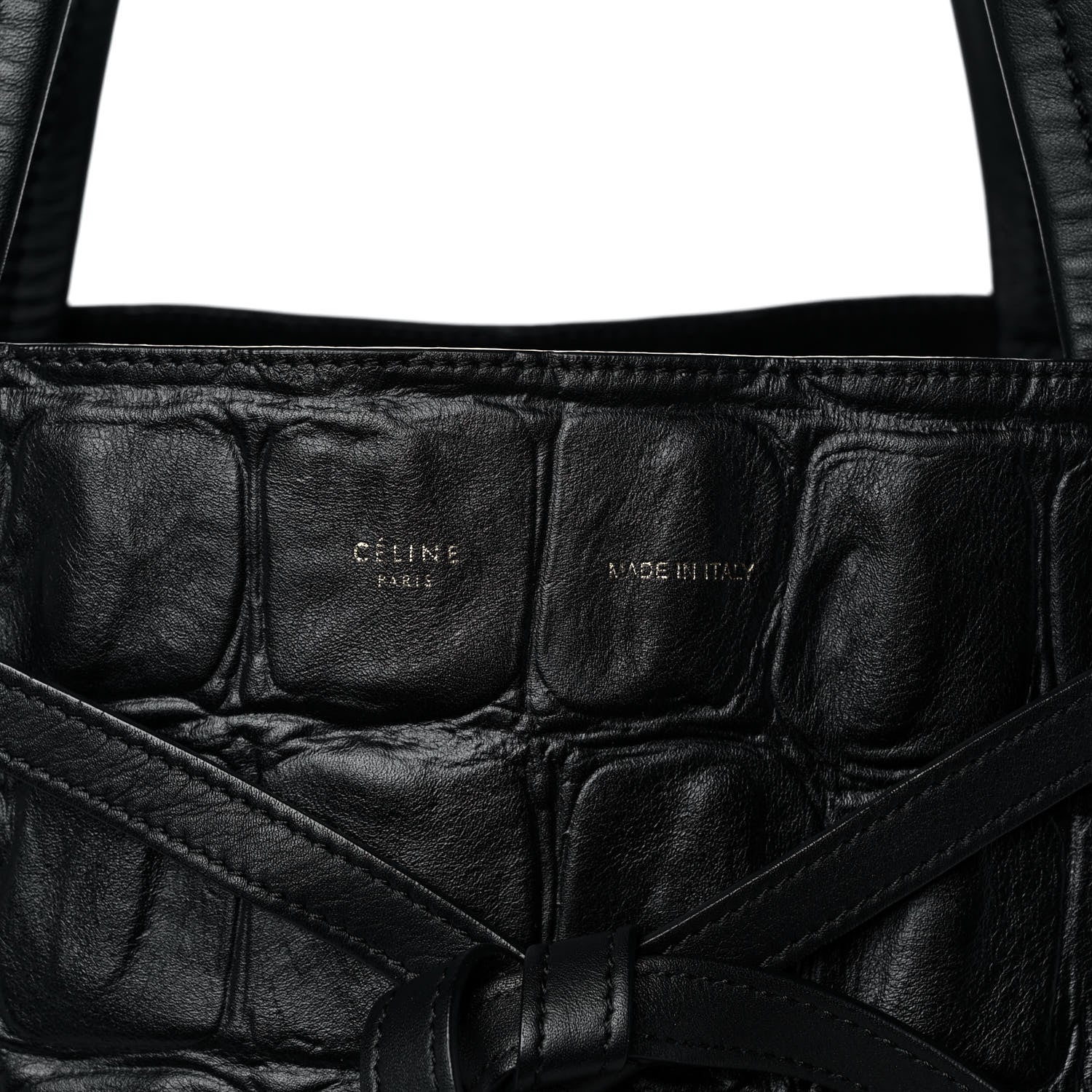 Celine Crocodile Embossed Calfskin Medium Belt Cabas Phantom Black 7 of 11