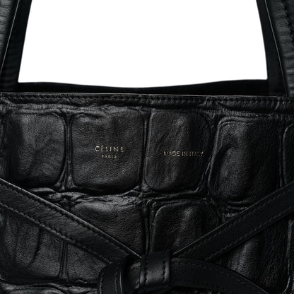 Celine Crocodile Embossed Calfskin Medium Belt Cabas Phantom Black 7 of 11