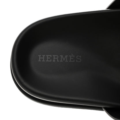 Hermes Calfskin Womens Chypre Sandals 37.5 Black 6 of 9