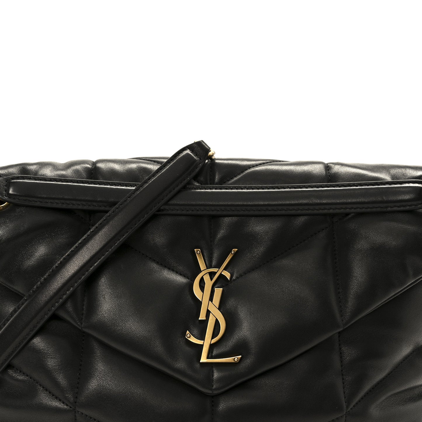 Lambskin Quilted Medium Loulou Puffer Monogram Chain Satchel Black