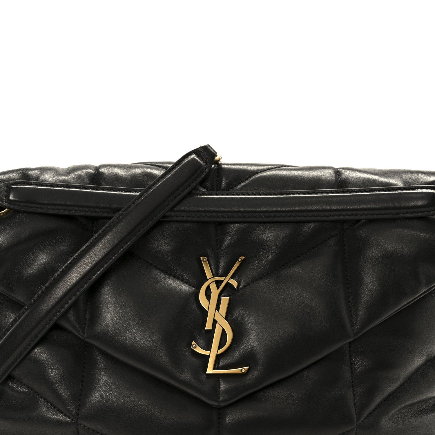 Saint Laurent Lambskin Quilted Medium Loulou Puffer Monogram Chain Satchel Black 9 of 11