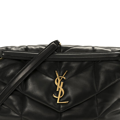 Saint Laurent Lambskin Quilted Medium Loulou Puffer Monogram Chain Satchel Black 9 of 11