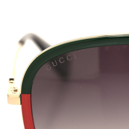 Gucci Web Aviator Sunglasses GG0062S Green Red 7 of 8