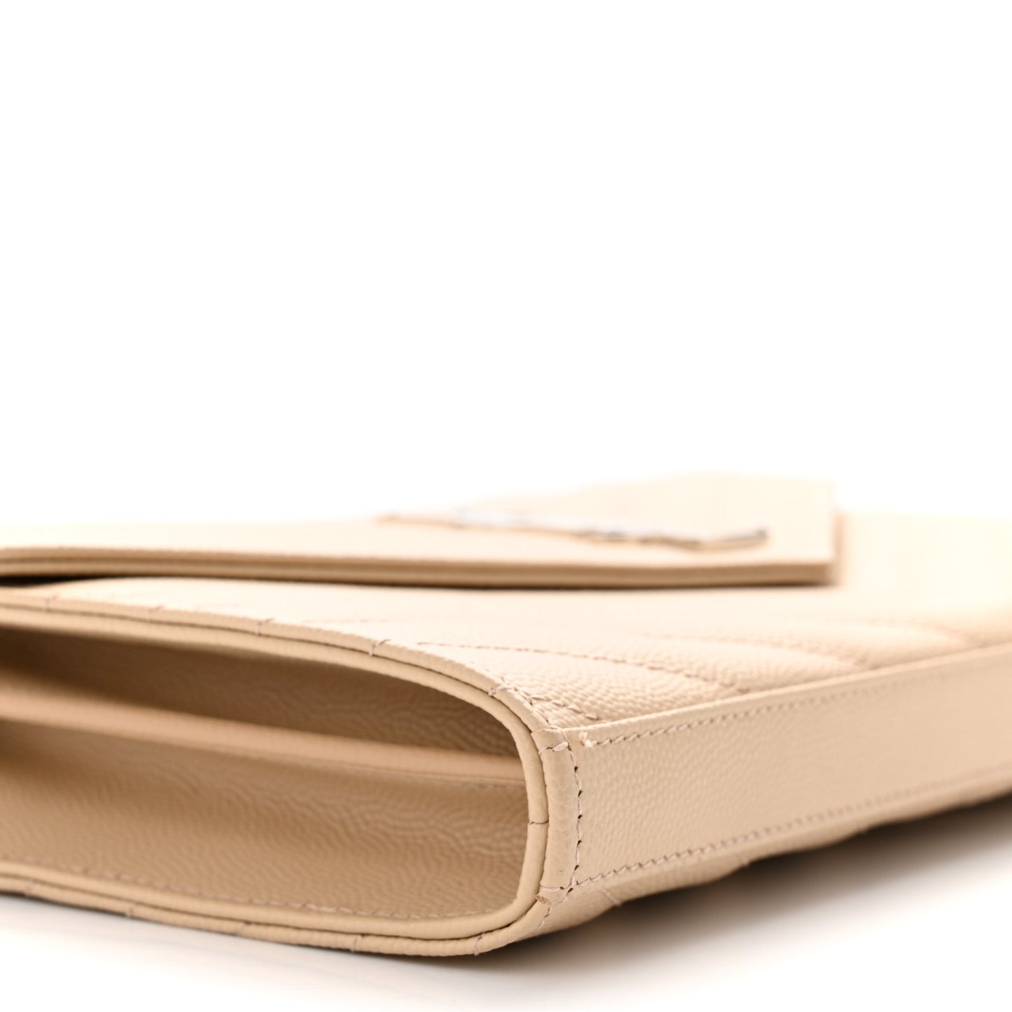 Grain De Poudre Matelasse Chevron Monogram Chain Wallet Nude Powder