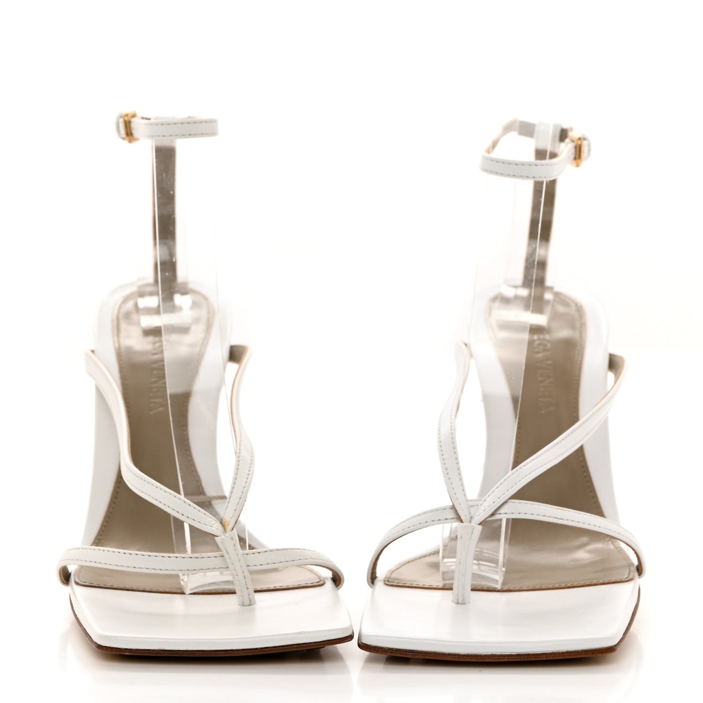 Lambskin Stretch Multi Strap 90mm Sandals 36 Optic White