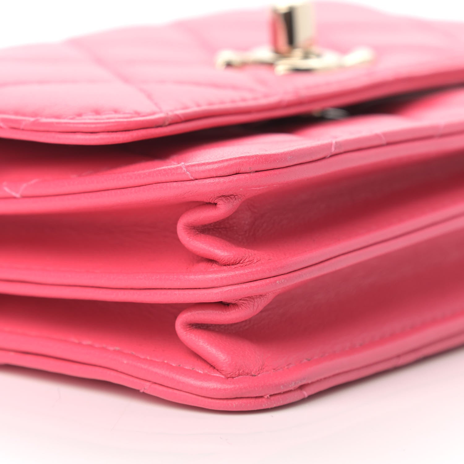 Chanel Lambskin Quilted Mini Trendy CC Wallet On Chain WOC Pink 7 of 9