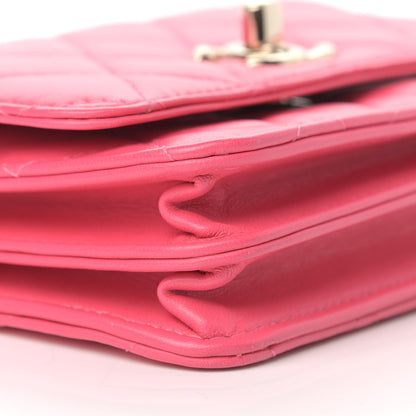 Chanel Lambskin Quilted Mini Trendy CC Wallet On Chain WOC Pink 7 of 9