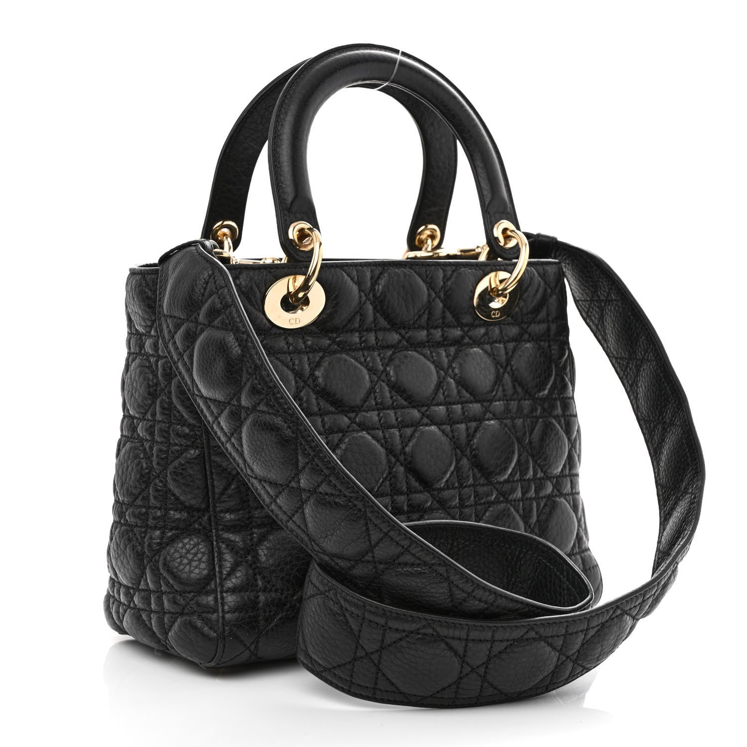 Christian Dior Grained Calfskin Cannage Medium Supple Lady Dior Black 3 of 13