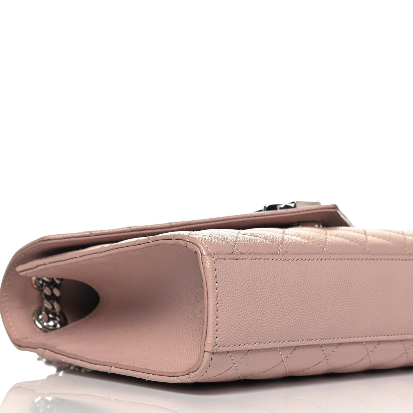 Grain De Poudre Textured Mixed Matelasse Medium Triquilt Monogram Satchel Marble Pink