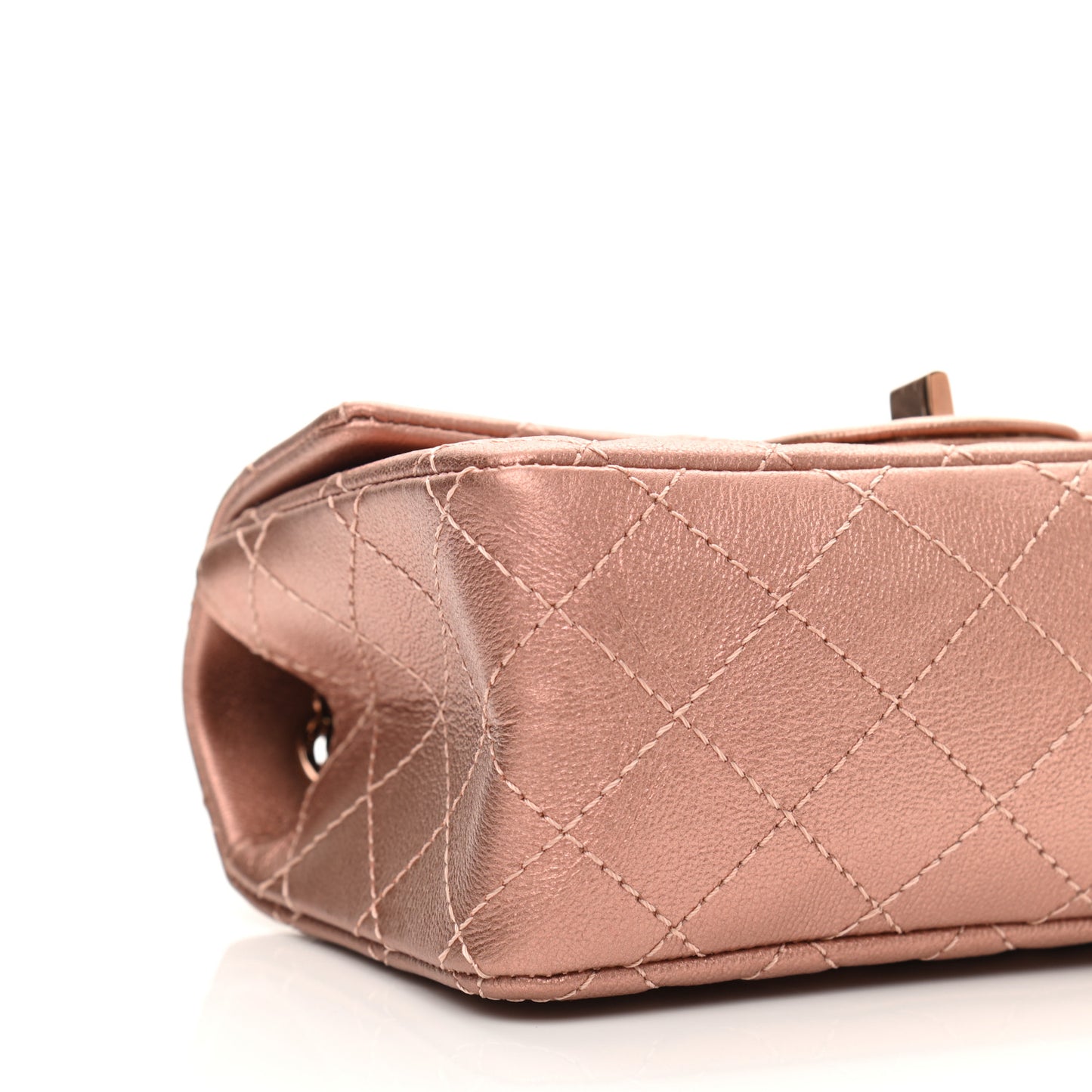 Metallic Grained Calfskin Quilted 2.55 Reissue Mini Flap Copper Pink