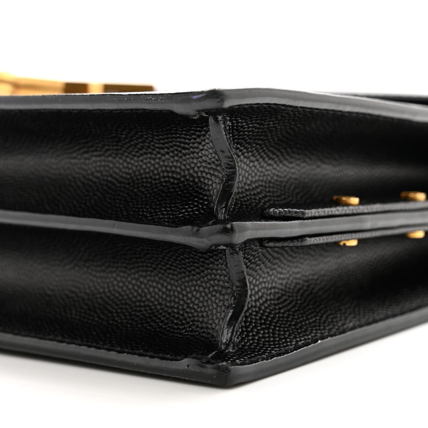 SAINT LAURENT Grain De Poudre Monogram Cassandra Clasp Bag Black