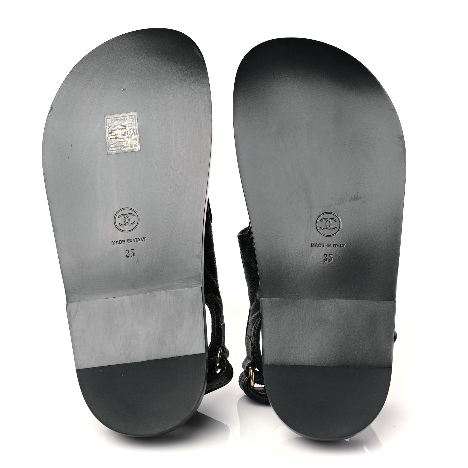 Chanel Grained Calfskin Velcro Dad Sandals 35 Black 5 of 8