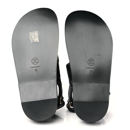 Chanel Grained Calfskin Velcro Dad Sandals 35 Black 5 of 8