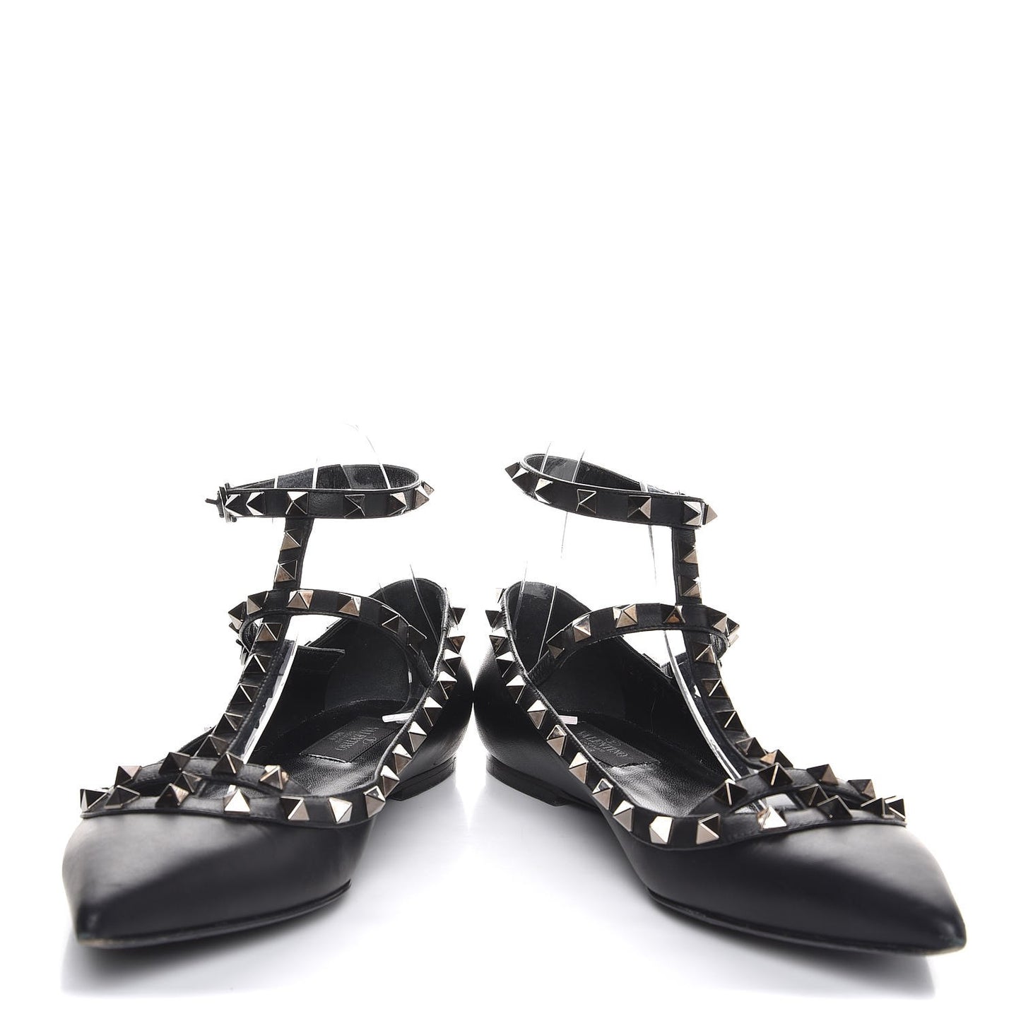 Nappa Rockstud Cage Ballerina Flats 38 Black