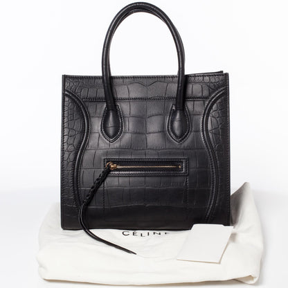 Celine Crocodile Embossed Small Phantom Luggage Black 8 of 8