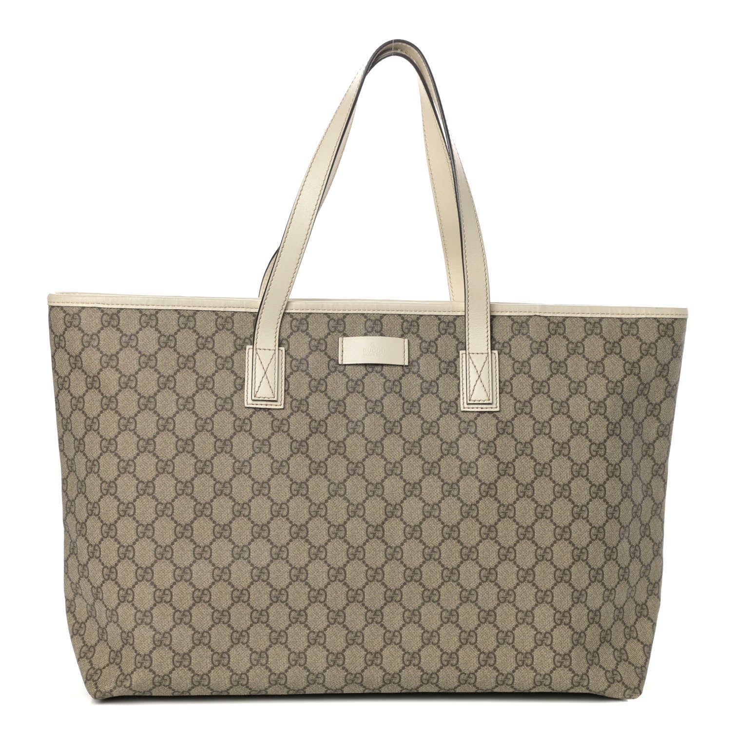 Gucci GG Supreme Monogram Large Zippered Shopping Tote Off White 1 of 9