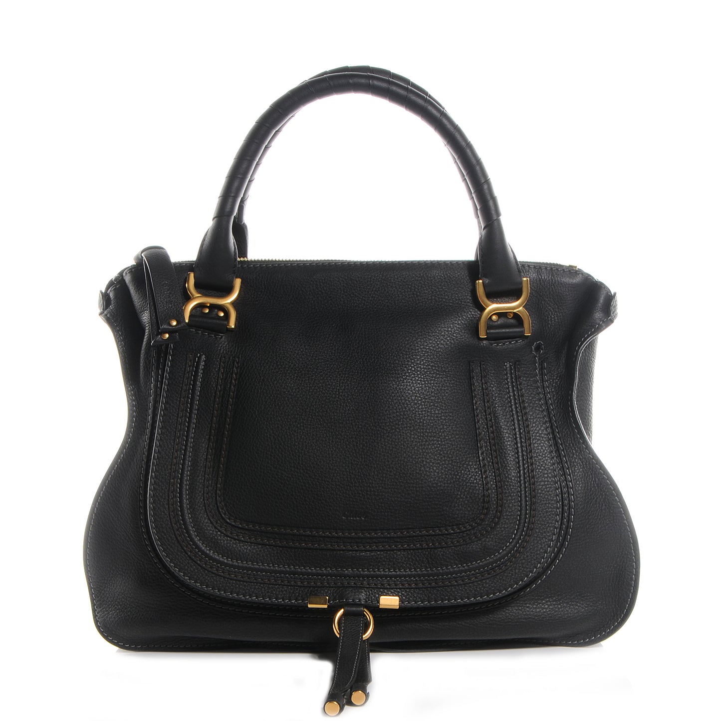 Calfskin Large Marcie Satchel Black