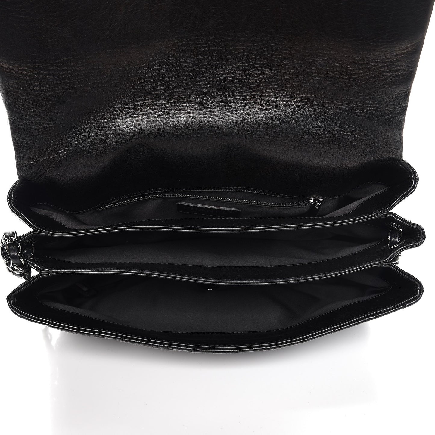 Lambskin Quilted 3 Accordion Flap Bag Black