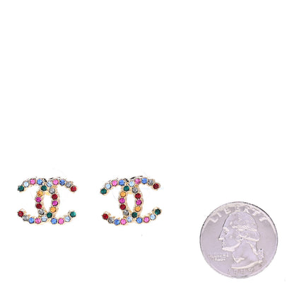 Chanel Crystal Over The Rainbow CC Earrings Gold Multicolor 2 of 4