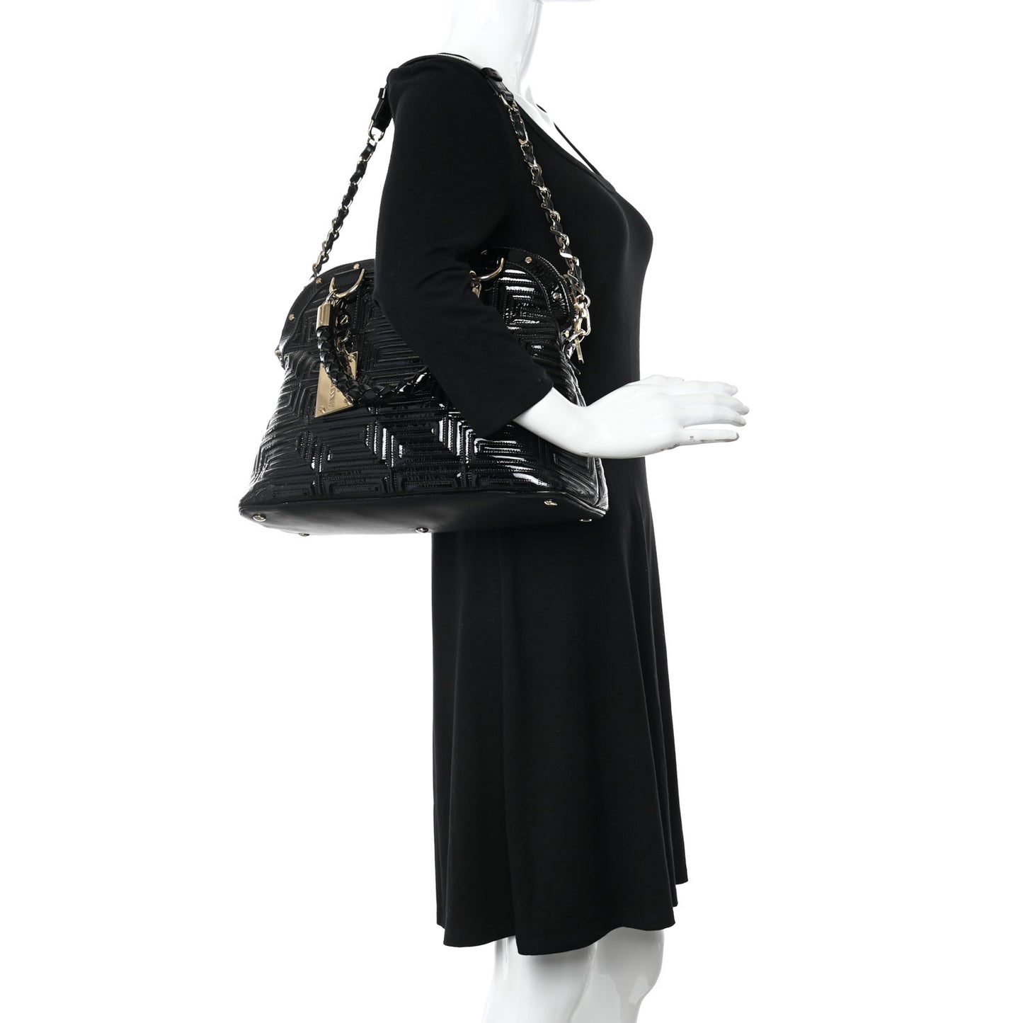 Patent Borsa Couture Shoulder Bag Black