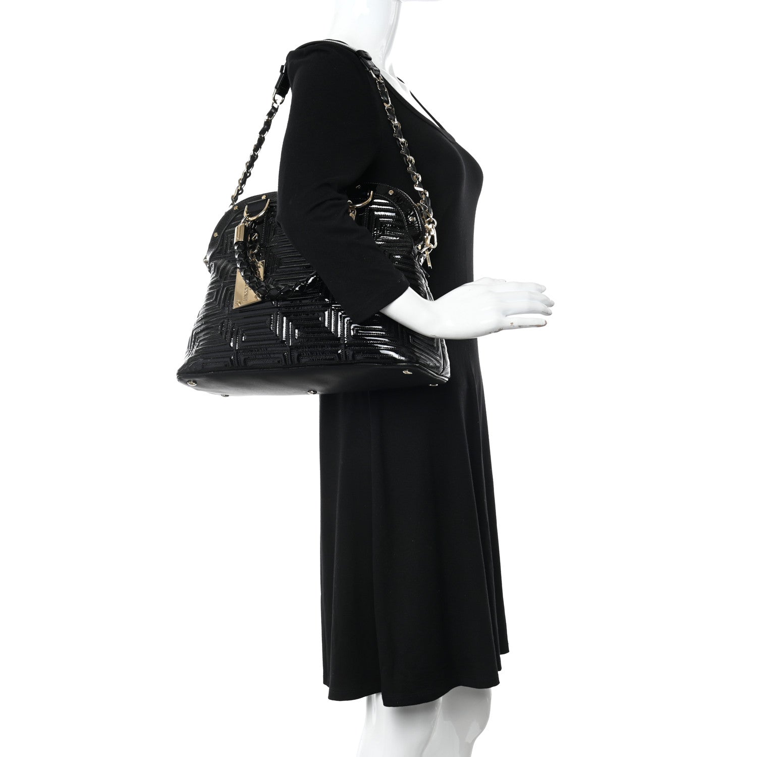 Versace Patent Borsa Couture Shoulder Bag Black 2 of 10