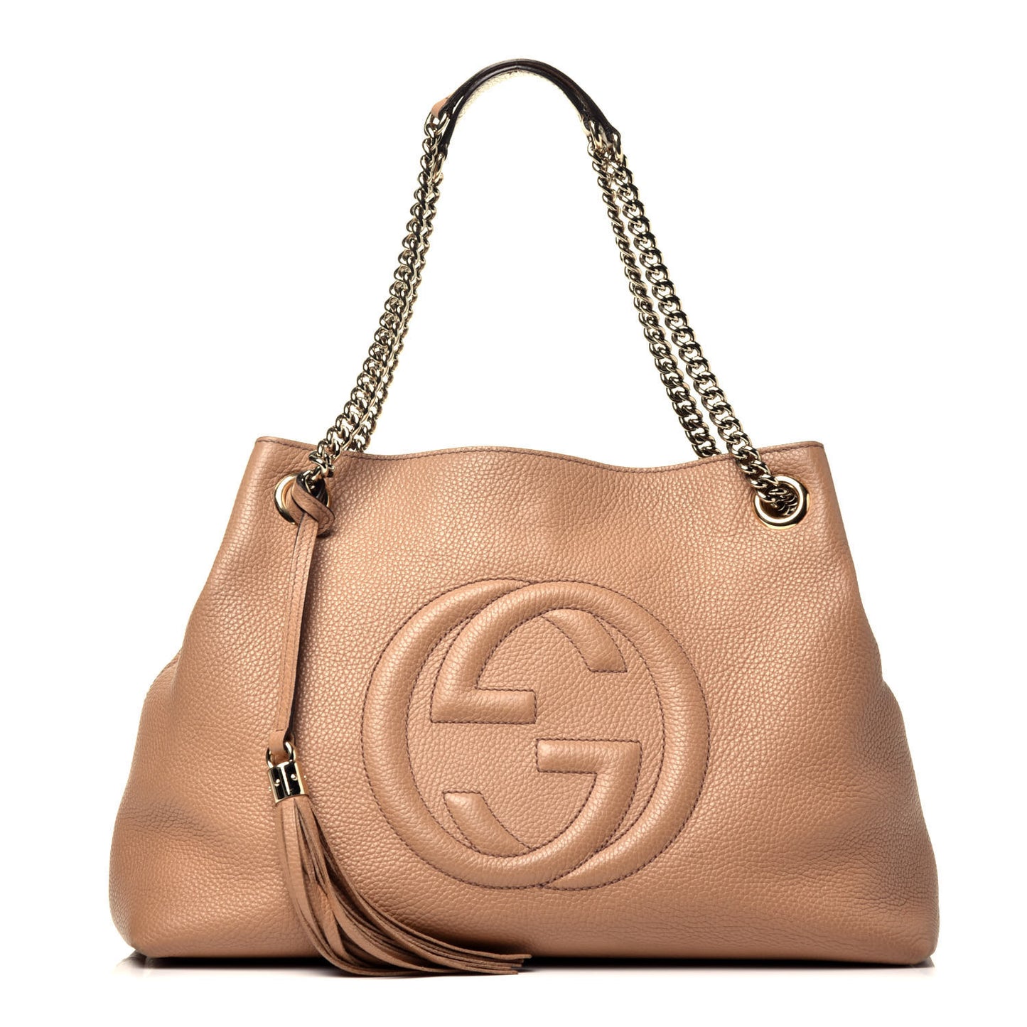 Pebbled Calfskin Medium Soho Chain Shoulder Bag Rose Beige