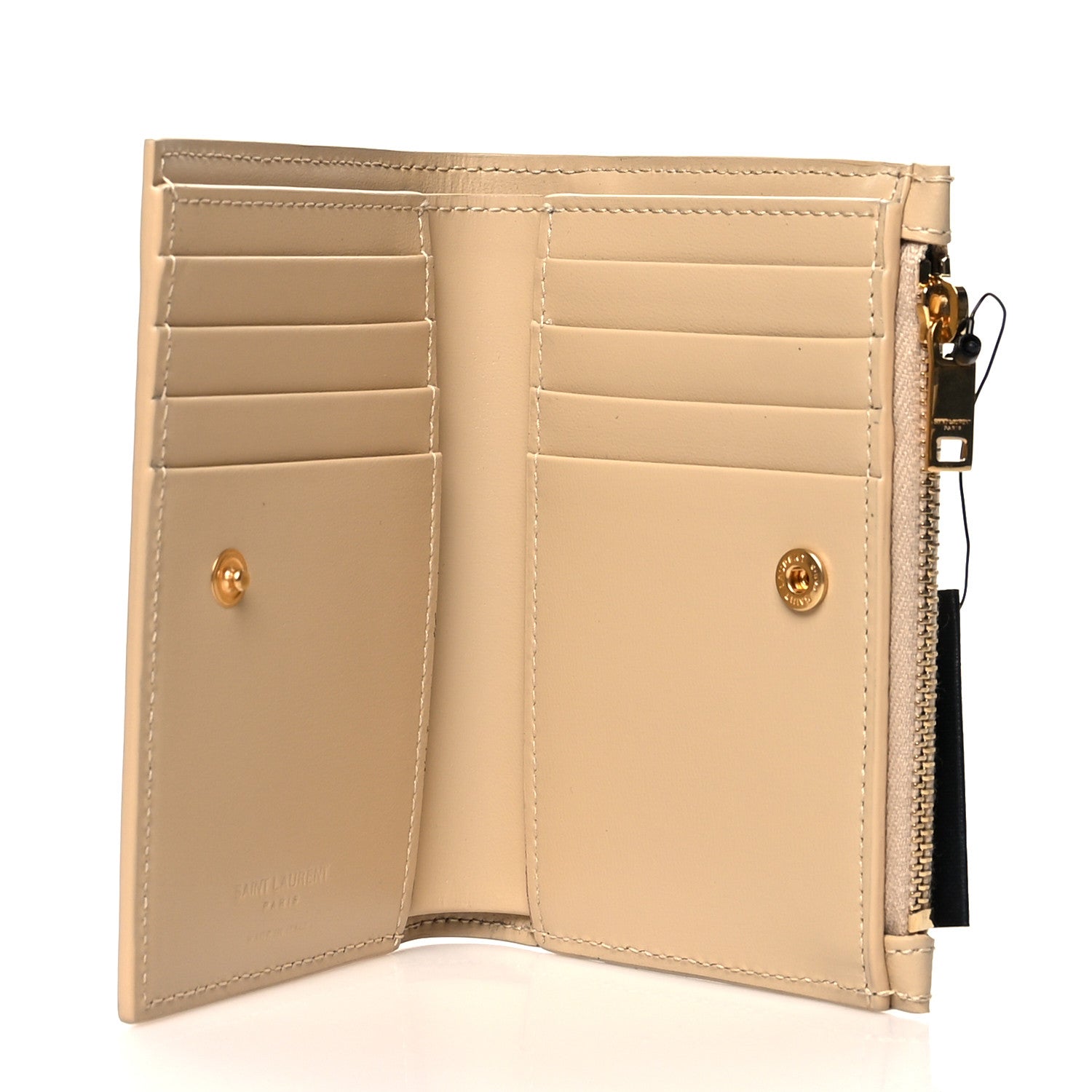 Saint Laurent Calfskin Monogram Bi-Fold Zipped Wallet Nude Powder 5 of 9