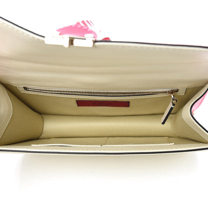 Valentino Garavani Vitello Medium Glam Lock Rockstud Flap Fuxia Fluo Light Ivory 7 of 10
