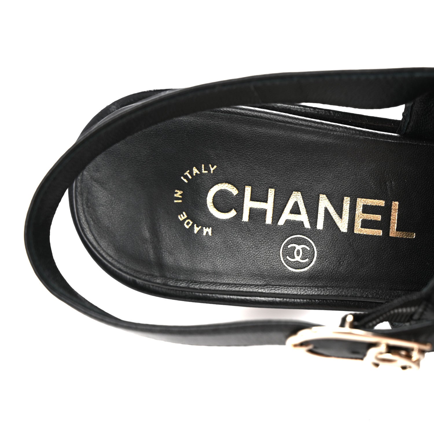 Chanel Lambskin Quilted Peep Toe Wedge Sandals 38 Black 8 of 10