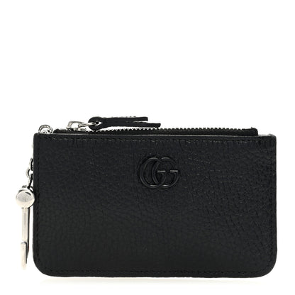 Gucci Dollar Calfskin Enamel Monochrome GG Marmont Key Case Card Holder Black 1 of 6