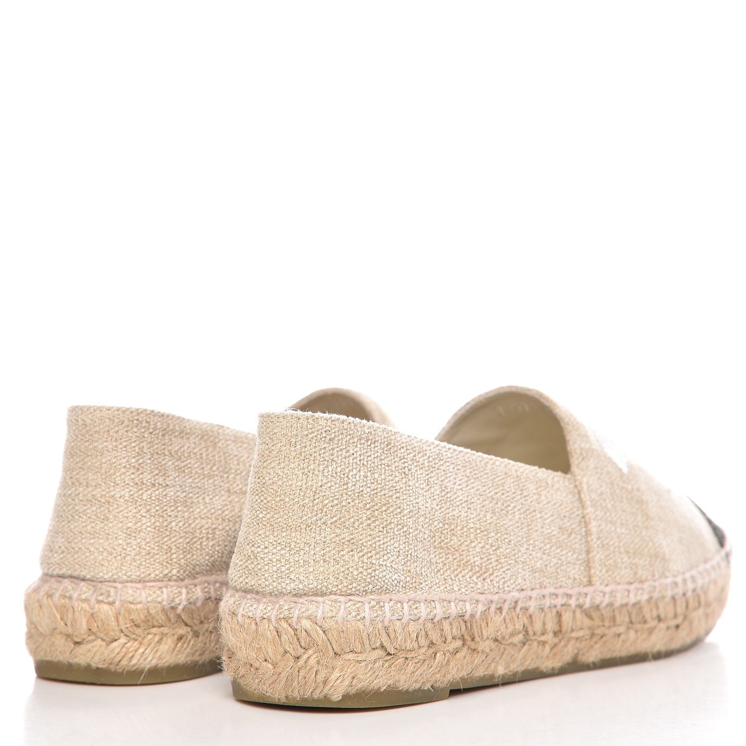Chanel Toile Sequin CC Espadrilles 38 Beige Black 4 of 8