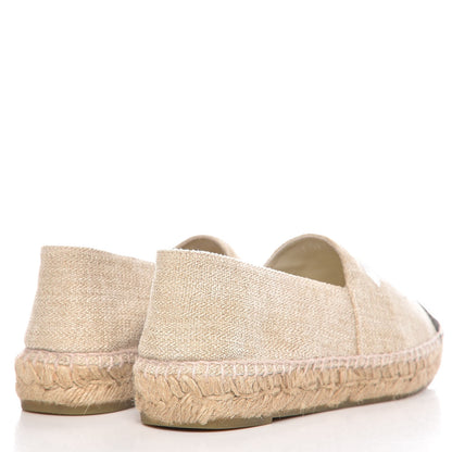 Chanel Toile Sequin CC Espadrilles 38 Beige Black 4 of 8