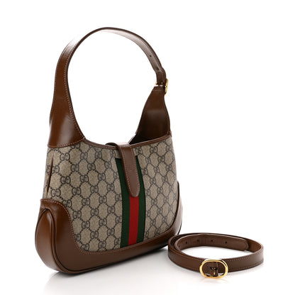 Gucci GG Supreme Monogram Azalea Calfskin Web Small Jackie 1961 Hobo Beige Ebony Brown Sugar 3 of 10