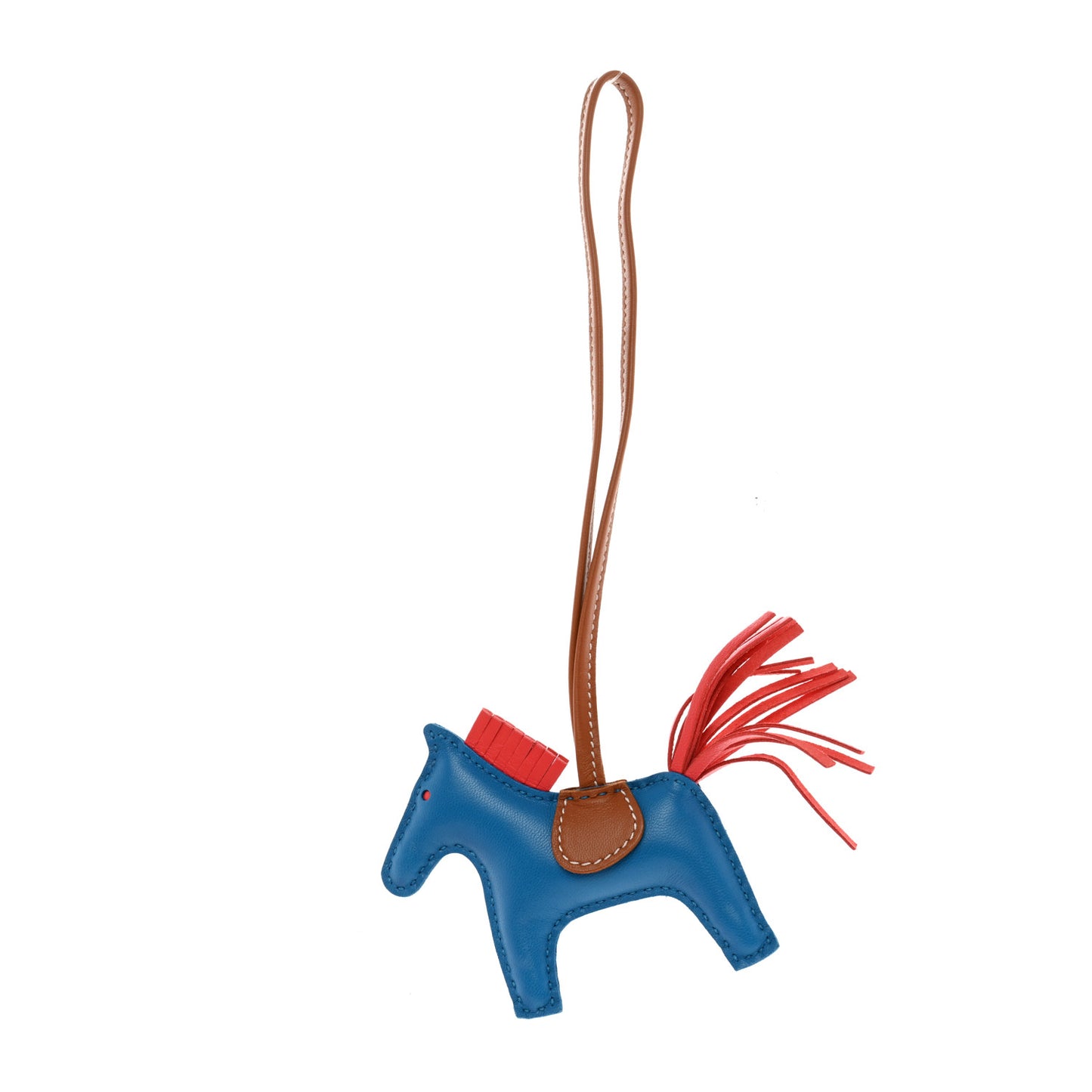 Milo Lambskin Grigri Rodeo Horse Bag Charm PM Blue Zanzibar Rose Texas Gold