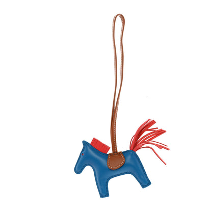 Hermes Milo Lambskin Grigri Rodeo Horse Bag Charm PM Blue Zanzibar Rose Texas Gold 1 of 5