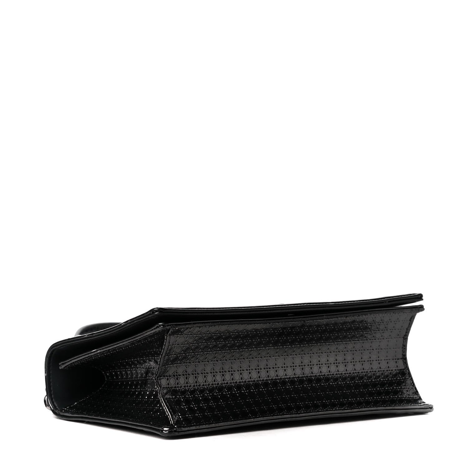 Christian Dior Metallic Patent Micro-Cannage Medium Diorama Flap Bag Graphite 3 of 4