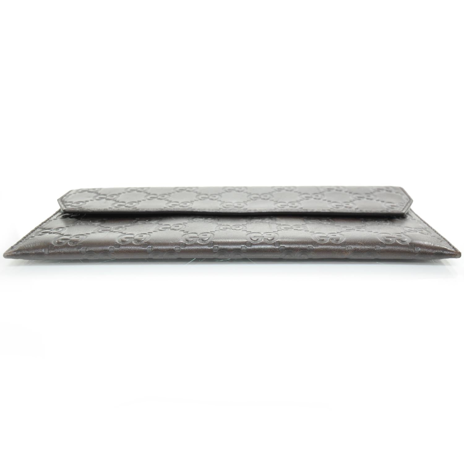 Gucci Guccissima Leather Envelope Clutch Chocolate Brown 4 of 7